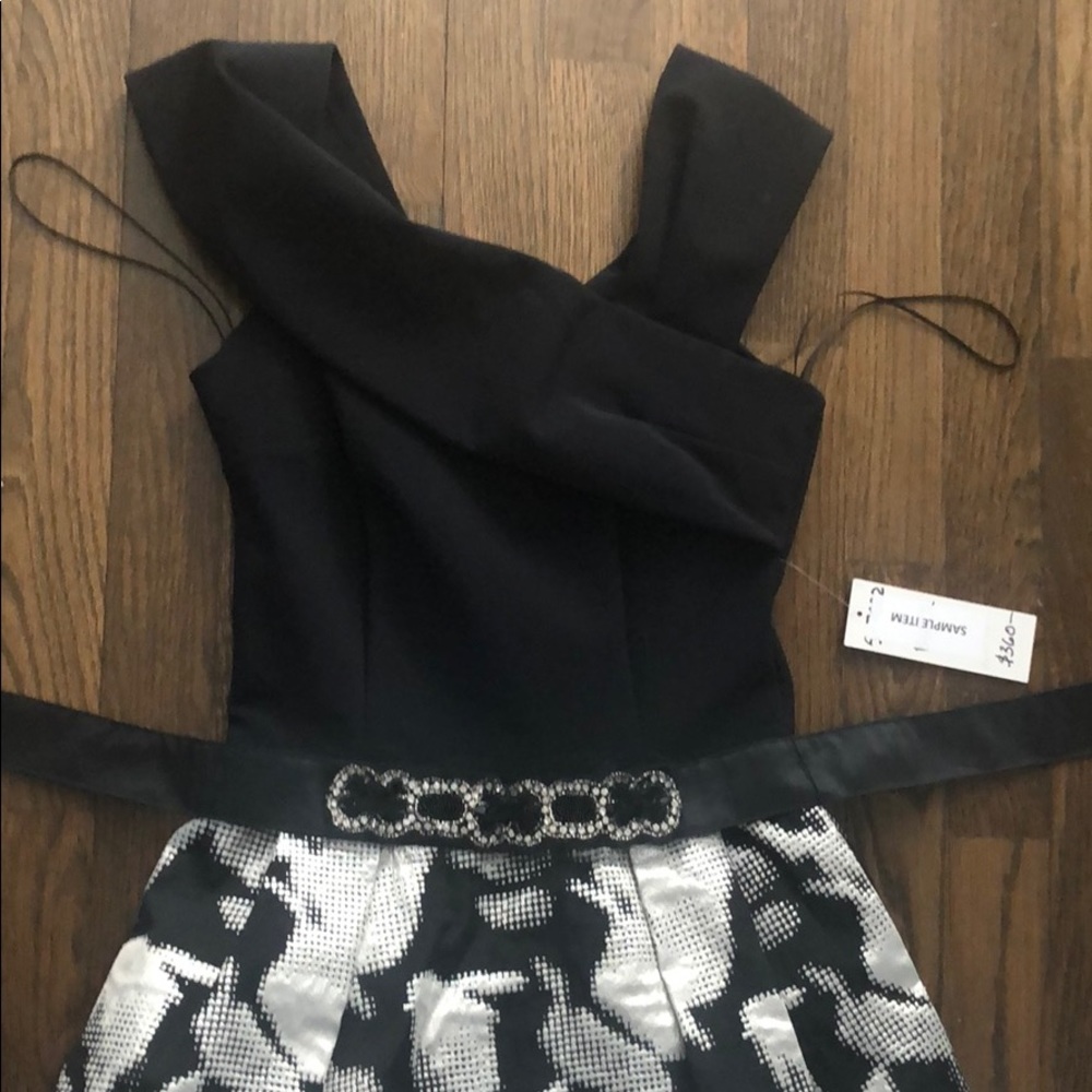Teri Jon A-line Evening Gown with Embellished Belt